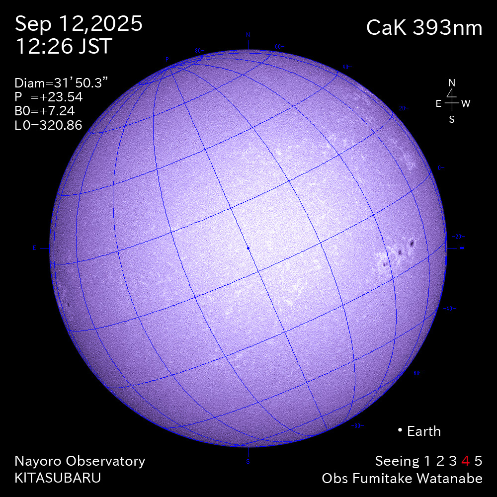 2025年9月12日 CaK波長の太陽