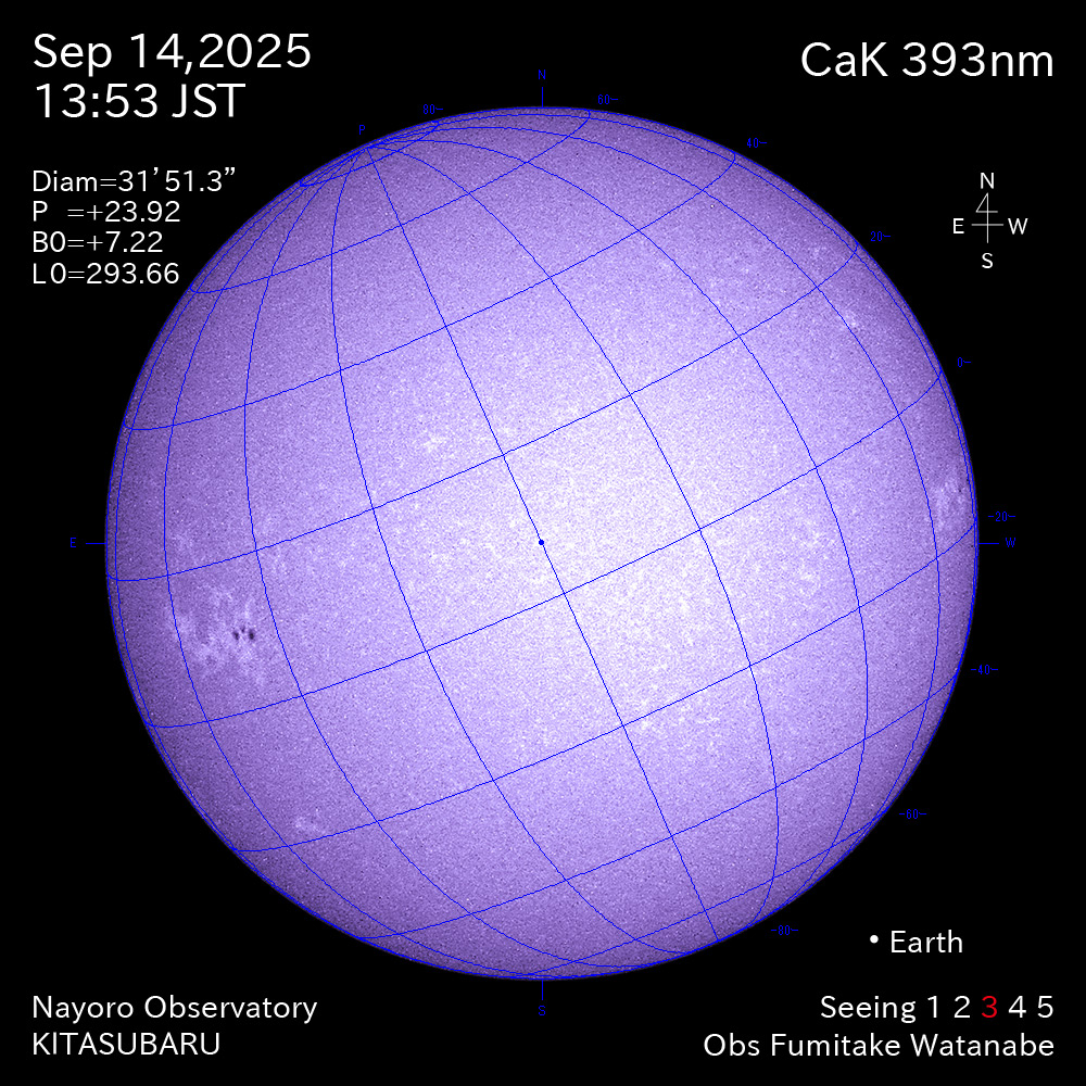 2025年9月14日 CaK波長の太陽