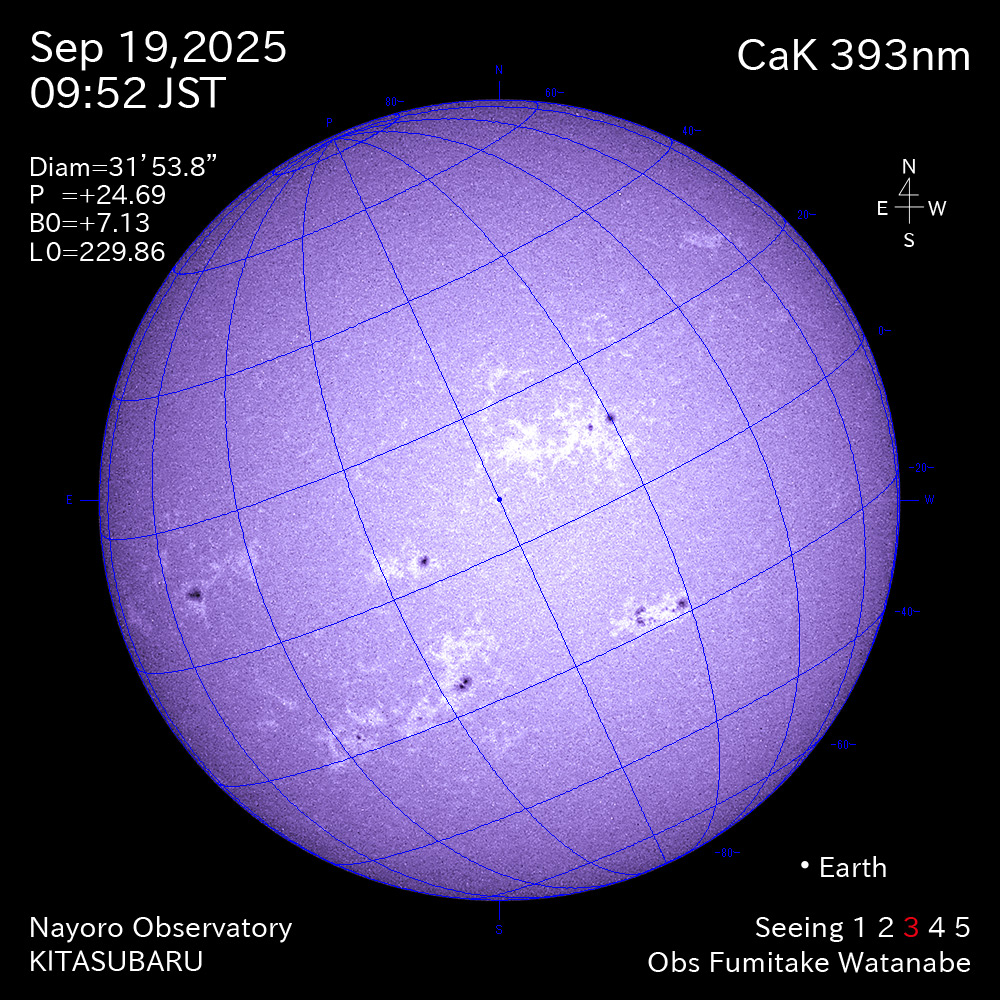 2025年9月19日 CaK波長の太陽