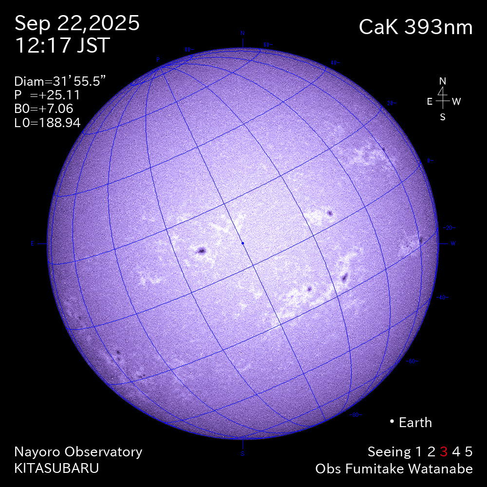 2025年9月22日 CaK波長の太陽
