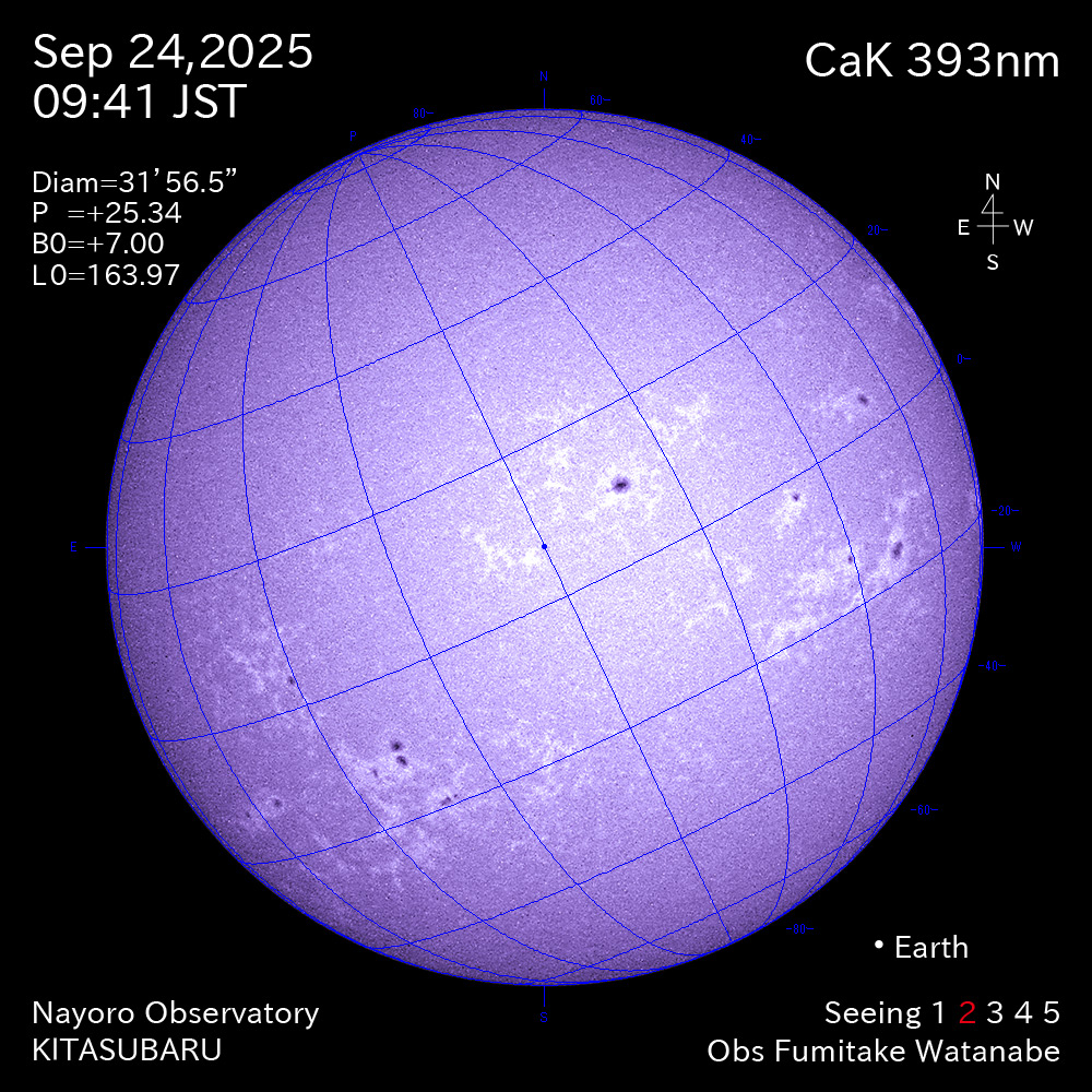 2025年9月24日 CaK波長の太陽
