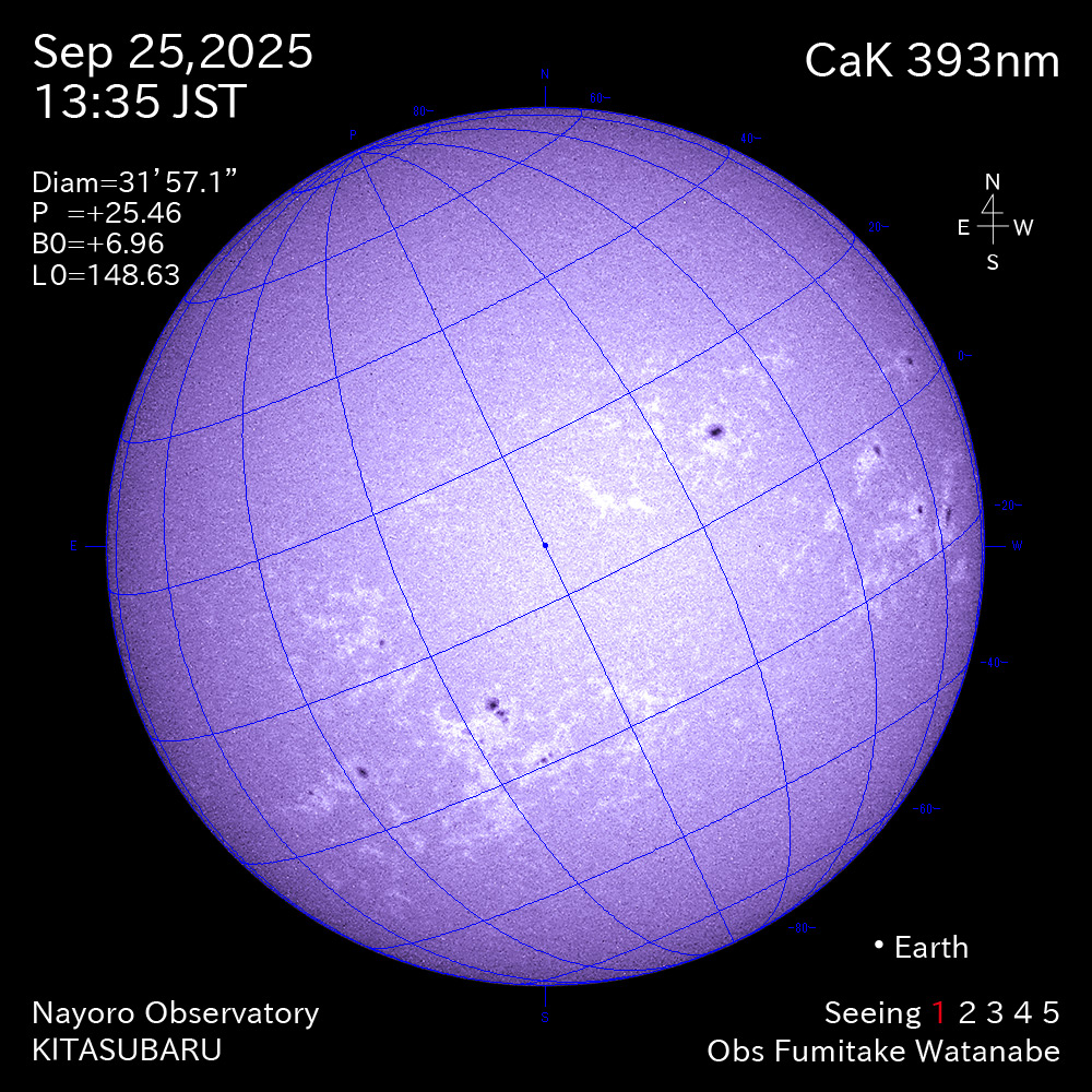 2025年9月25日 CaK波長の太陽
