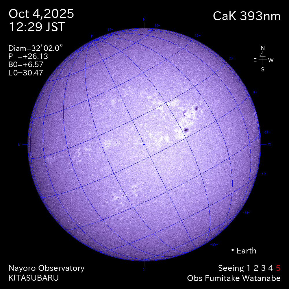 2025年10月4日 CaK波長の太陽