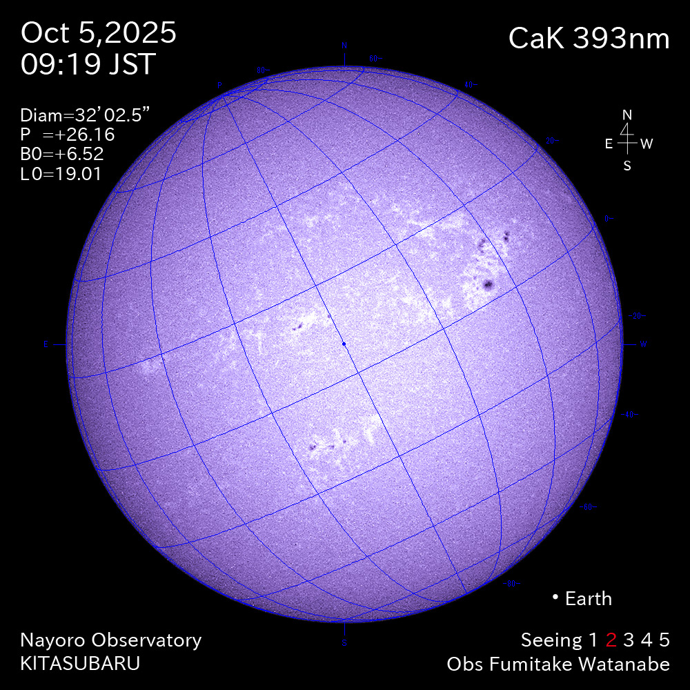 2025年10月5日 CaK波長の太陽