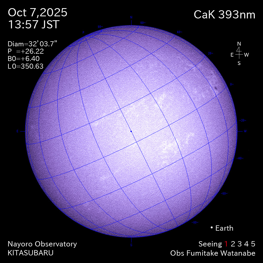 2025年10月7日 CaK波長の太陽
