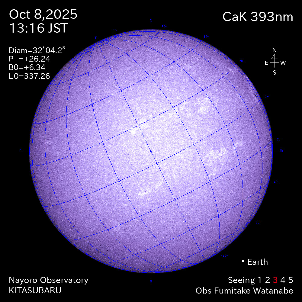 2025年10月8日 CaK波長の太陽