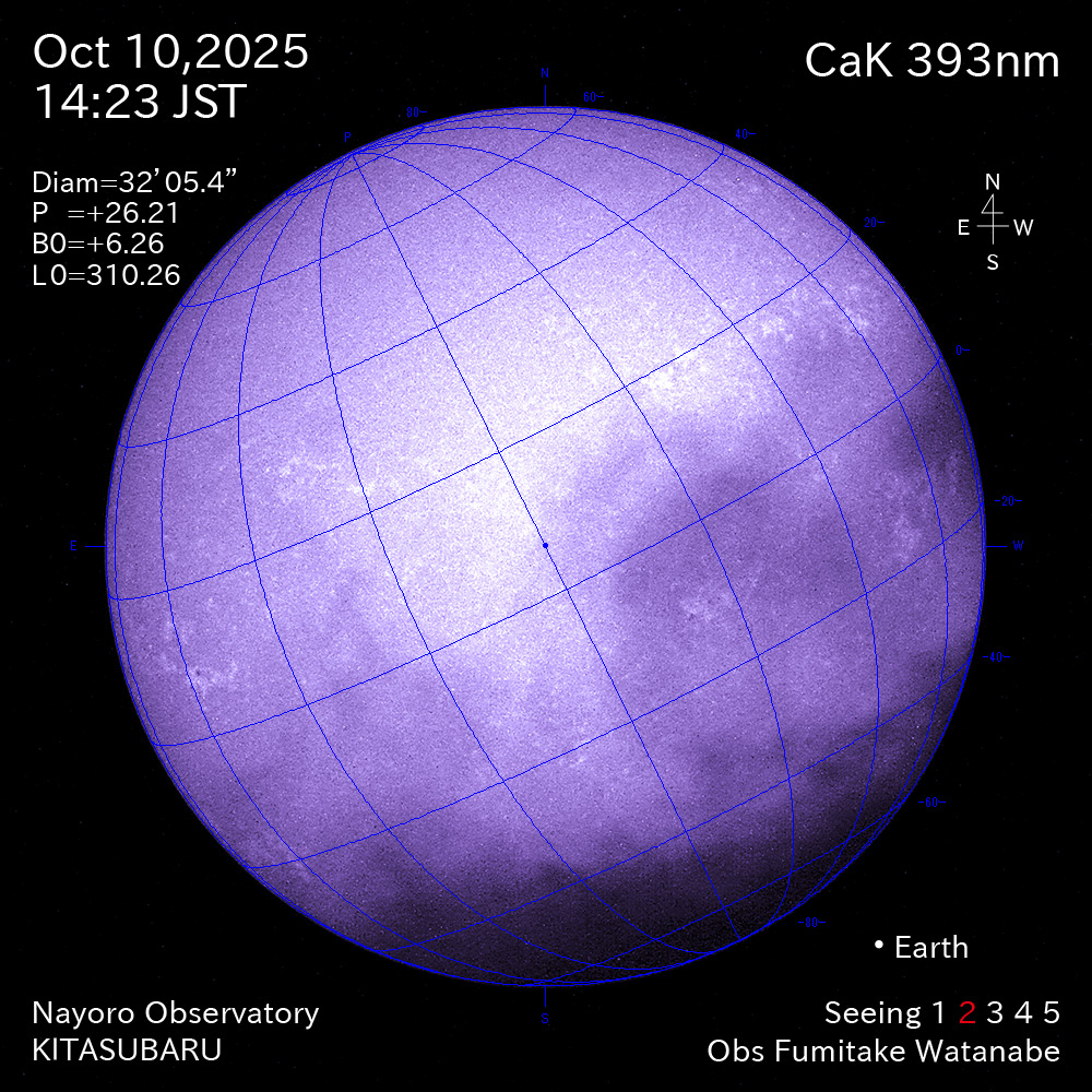 2025年10月10日 CaK波長の太陽