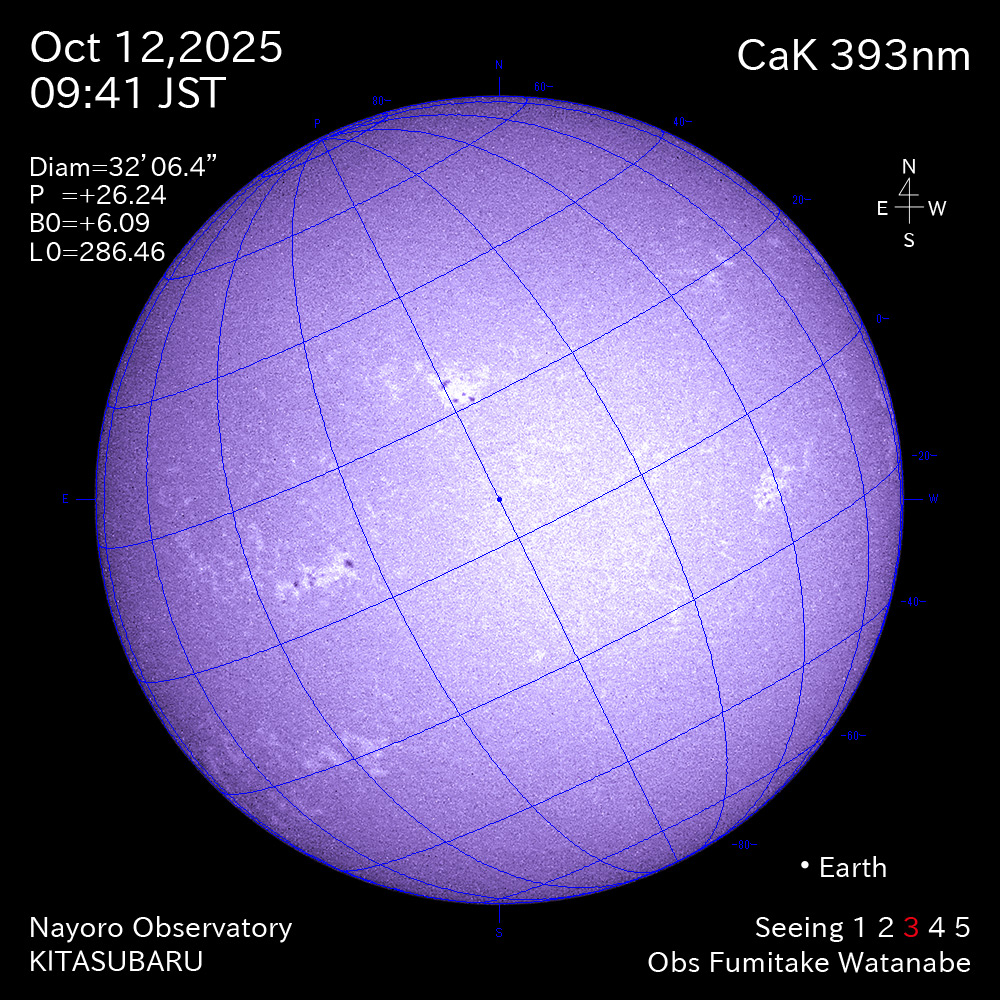 2025年10月12日 CaK波長の太陽