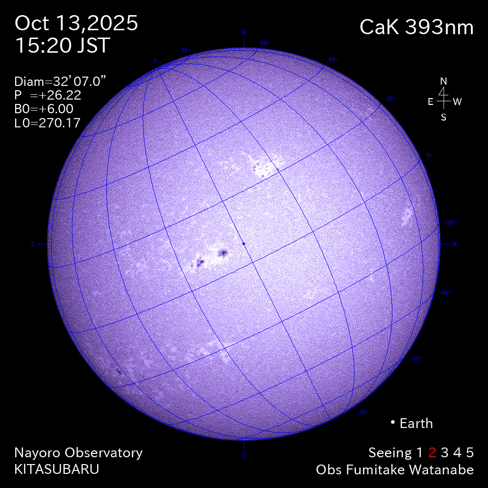 2025年10月13日 CaK波長の太陽