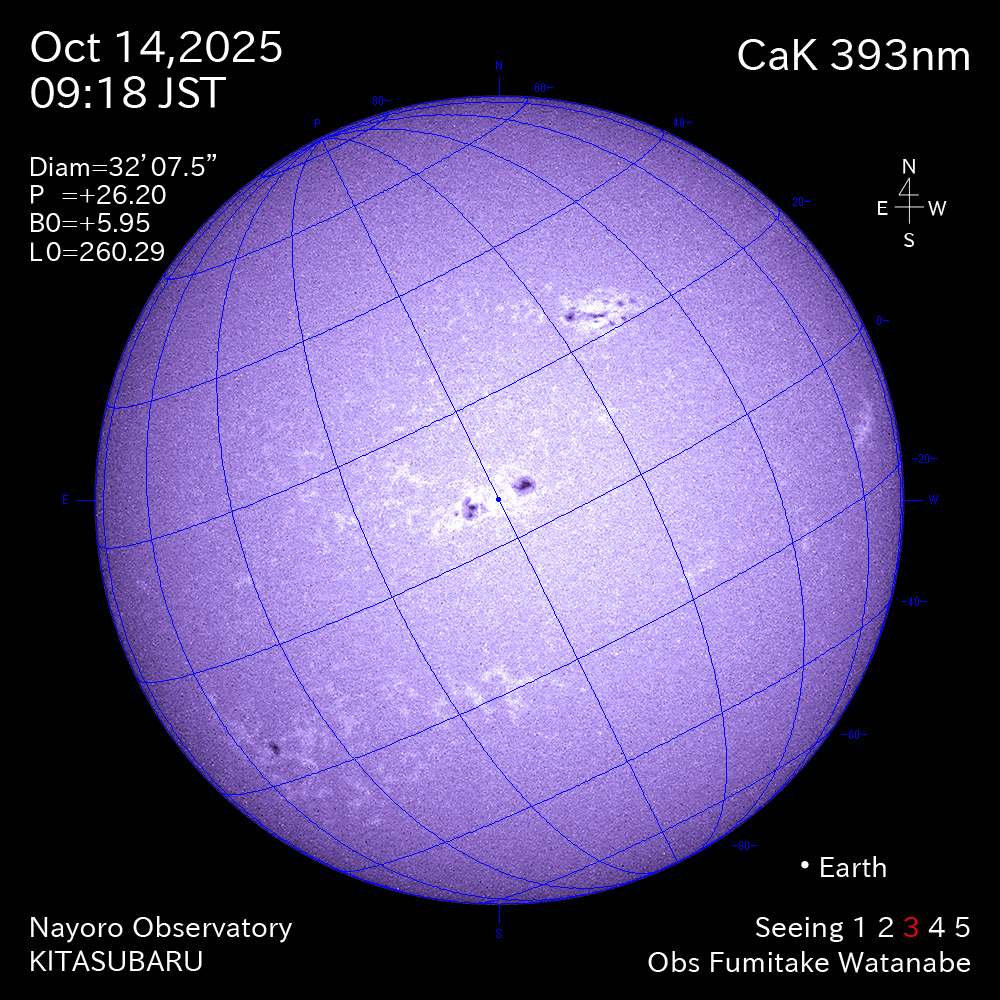 2025年10月14日 CaK波長の太陽