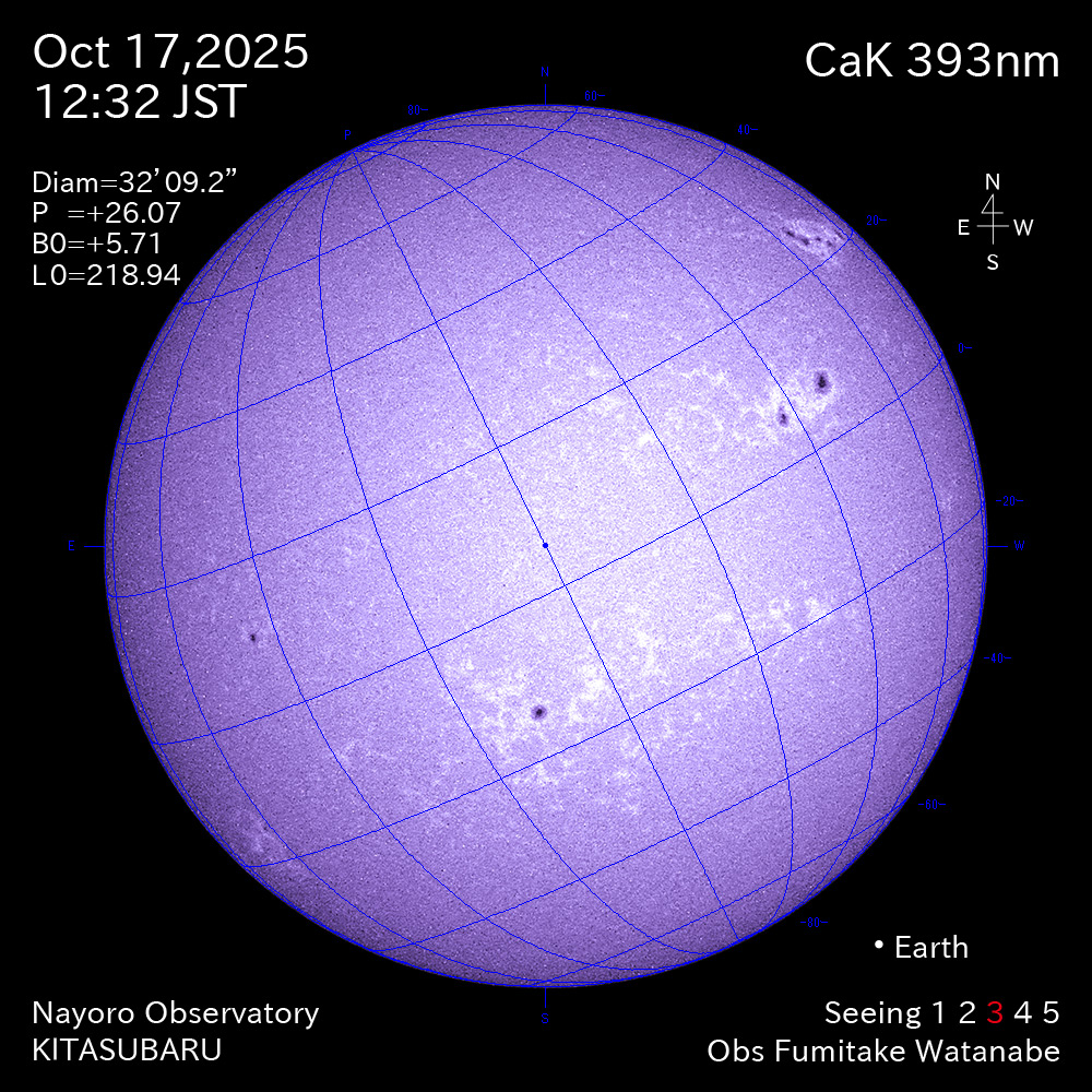 2025年10月17日 CaK波長の太陽