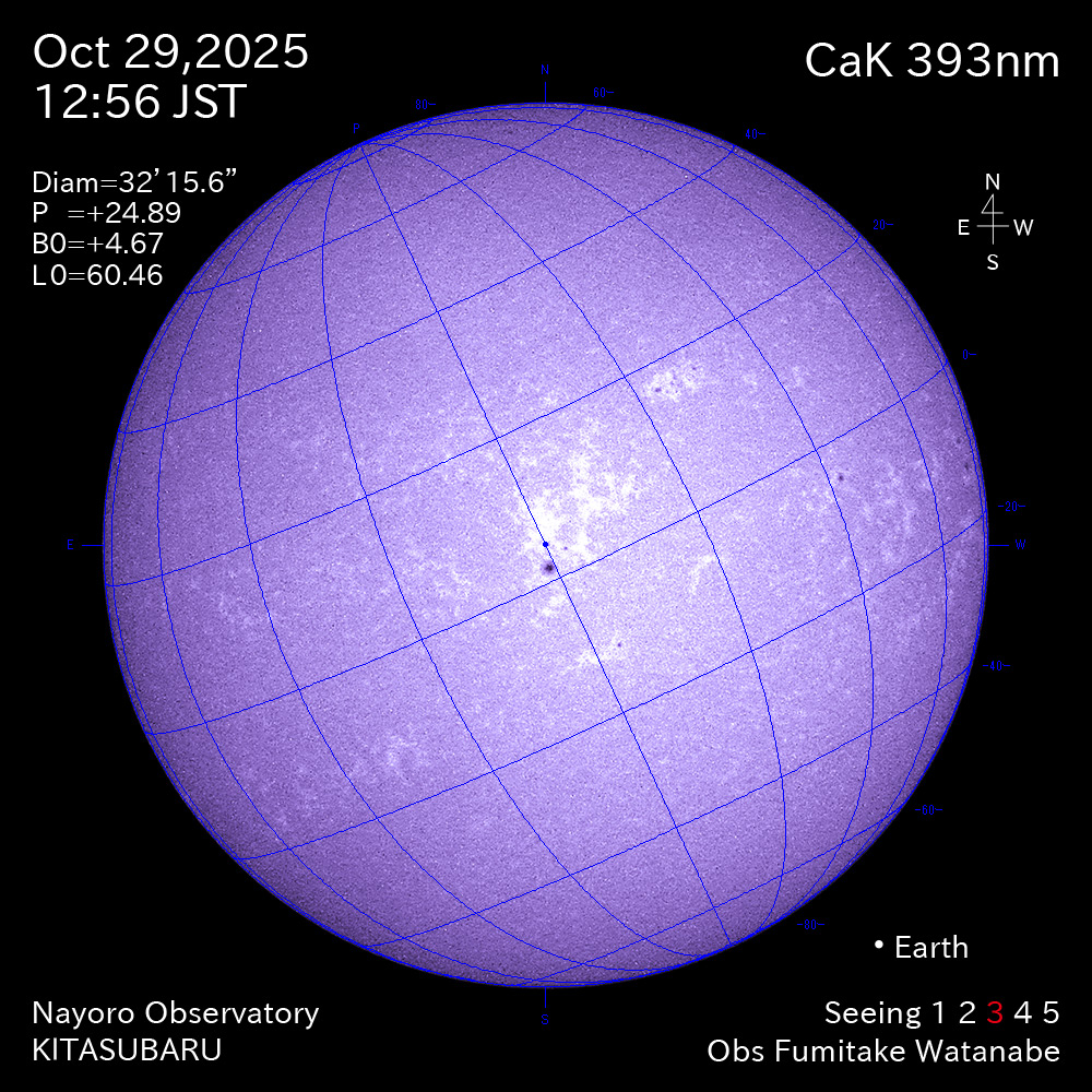 2025年10月29日 CaK波長の太陽