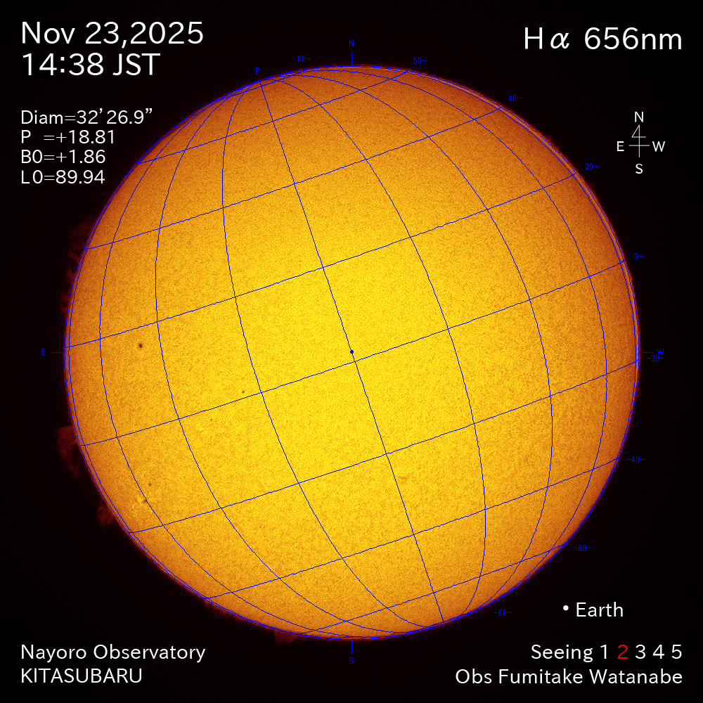 2025年11月23日 Ha波長の太陽