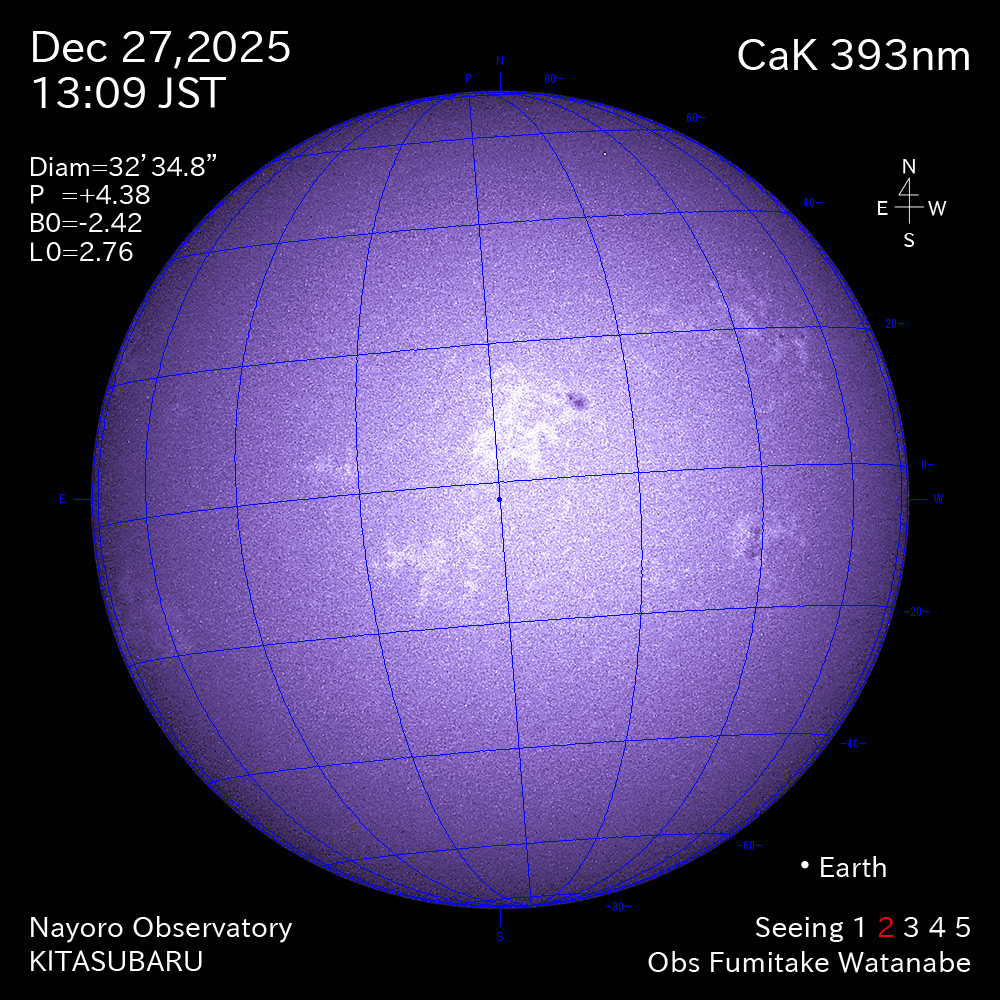 2025年12月27日 CaK波長の太陽