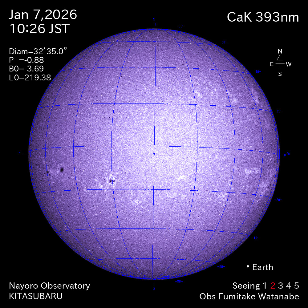 2026年1月7日 CaK波長の太陽