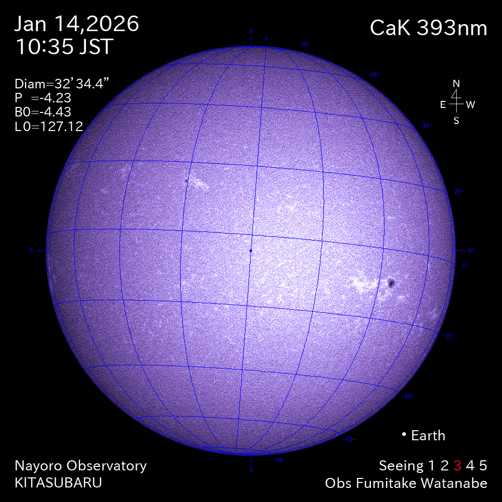 2026年1月14日 CaK波長の太陽