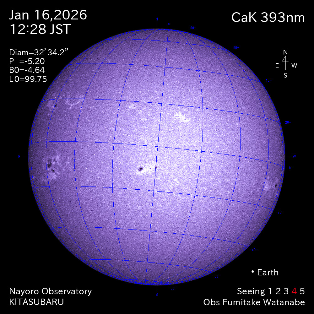 2026年1月16日 CaK波長の太陽