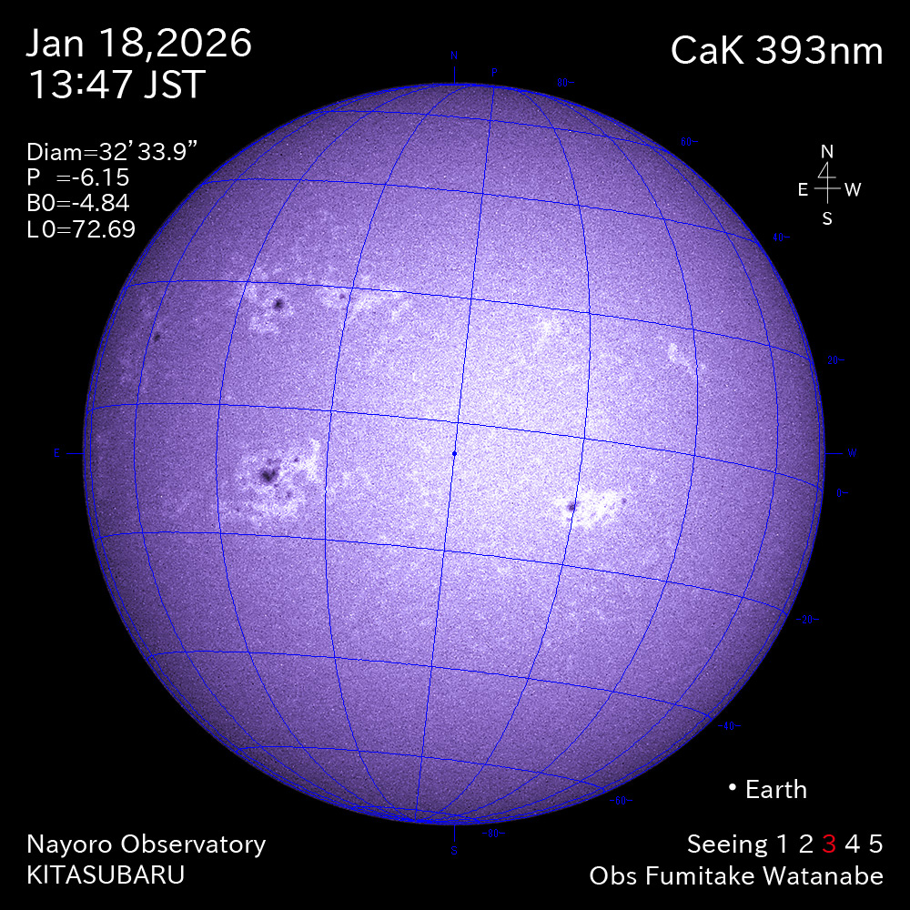 2026年1月18日 CaK波長の太陽