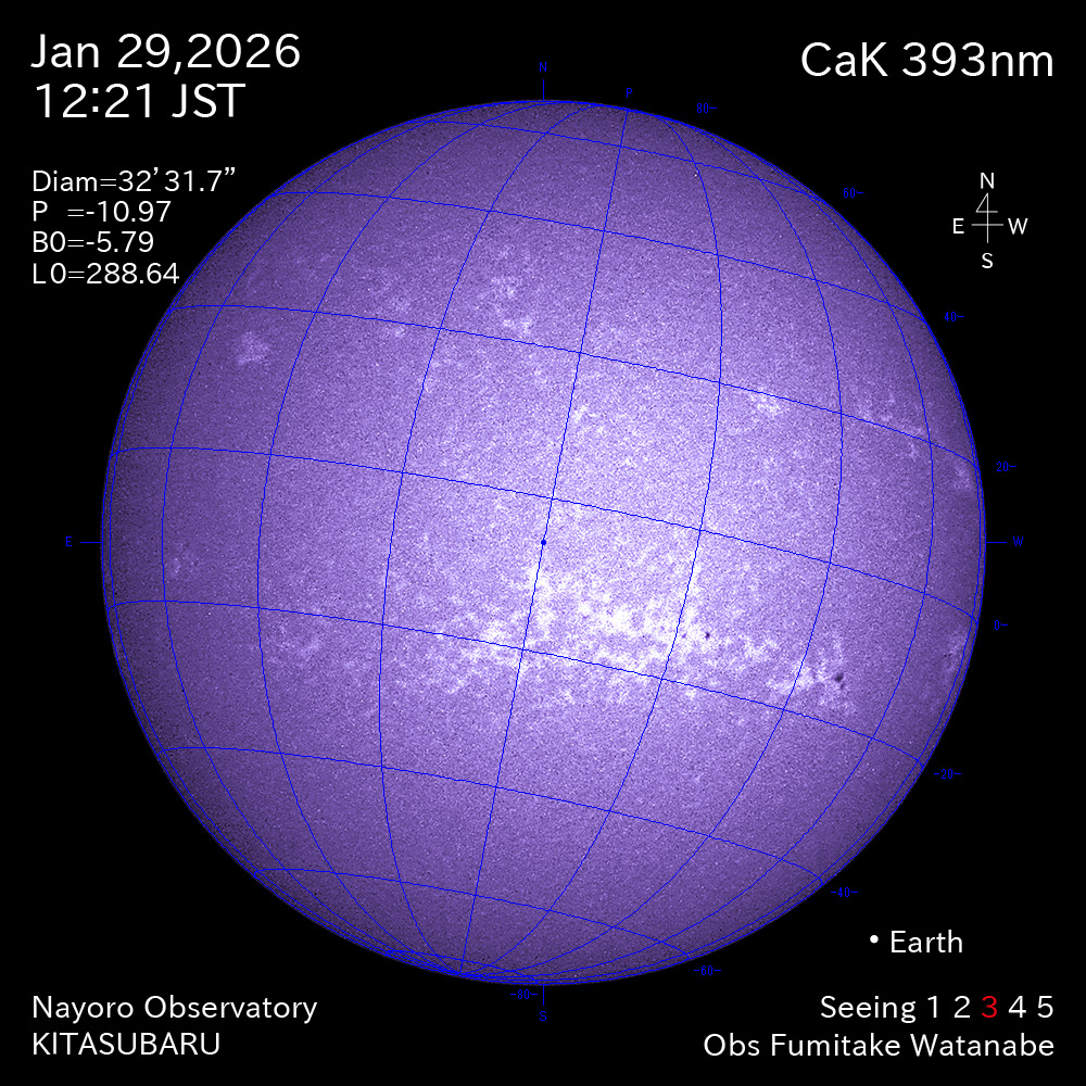 2026年1月29日 CaK波長の太陽