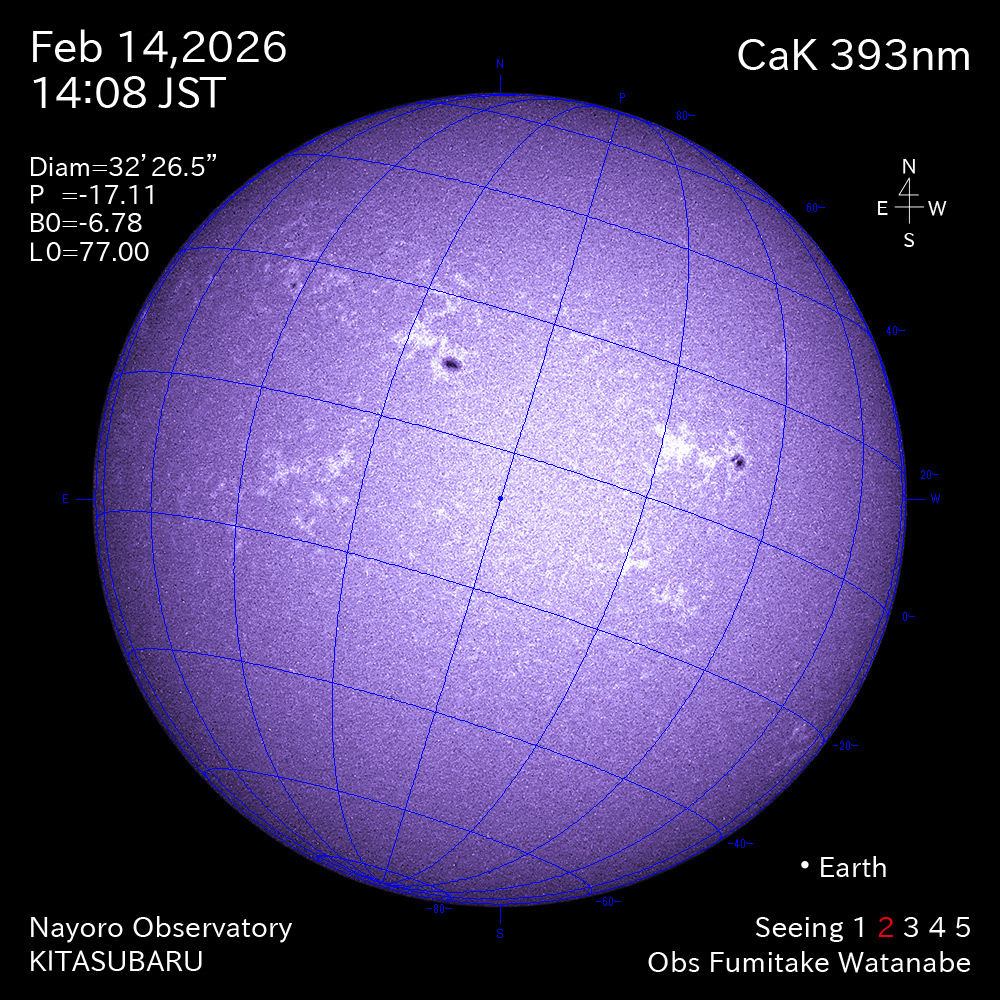 2026年2月14日 CaK波長の太陽