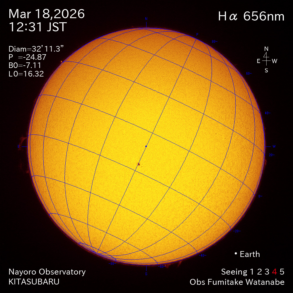 2026年3月18日 Ha波長の太陽