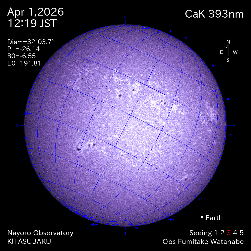 2026年4月1日 CaK波長の太陽