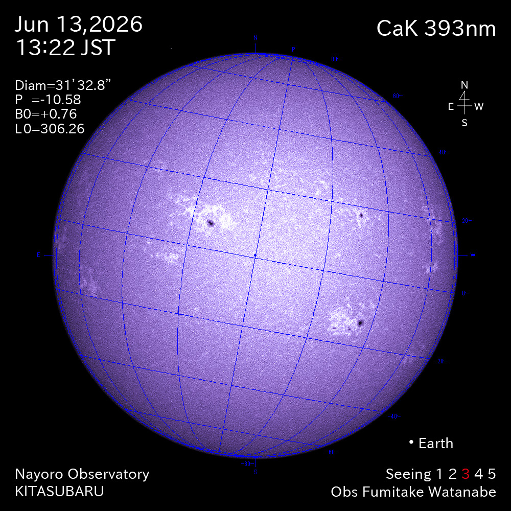 2026年6月13日 CaK波長の太陽