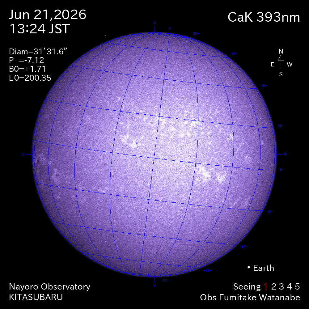 2026年6月21日 CaK波長の太陽