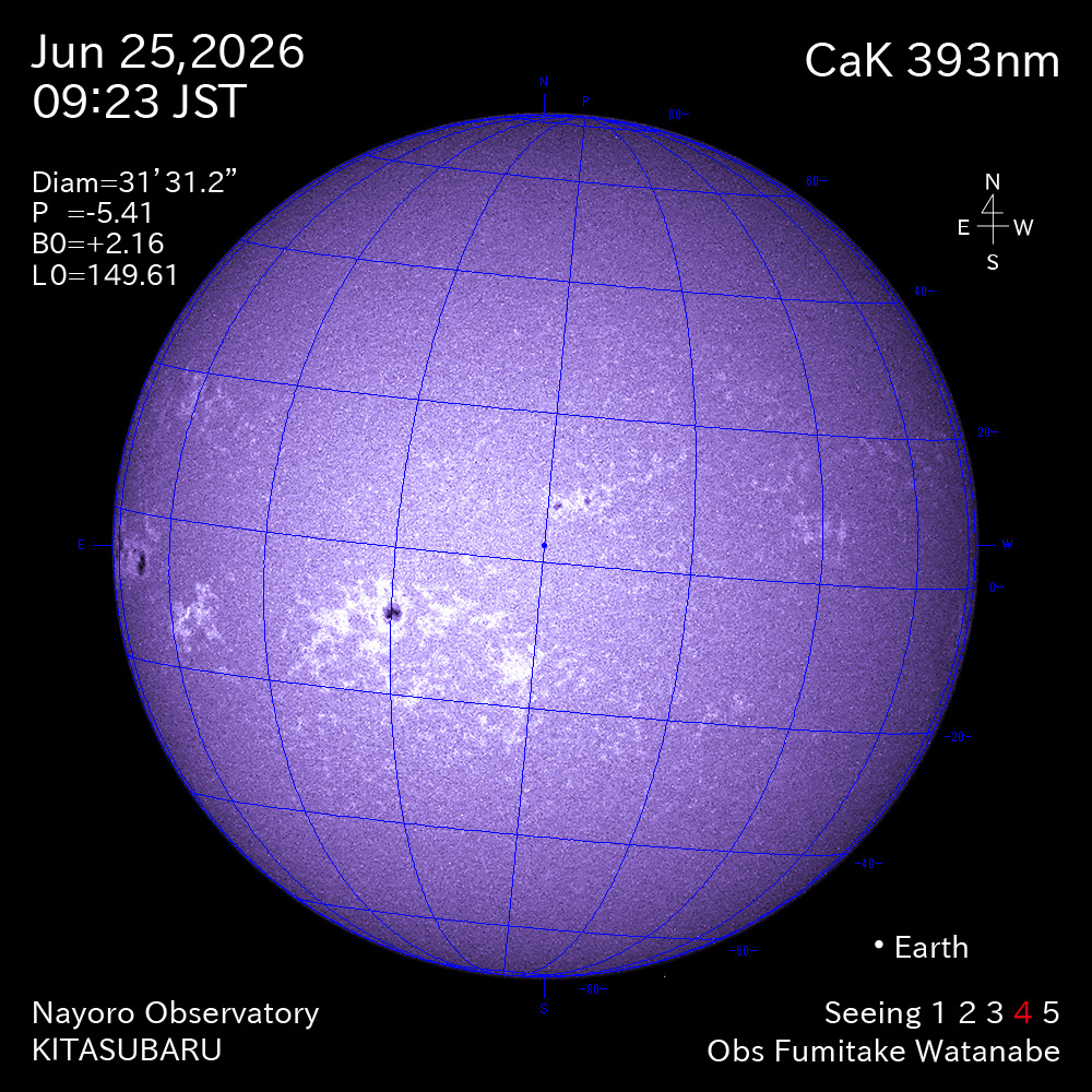 2026年6月25日 CaK波長の太陽