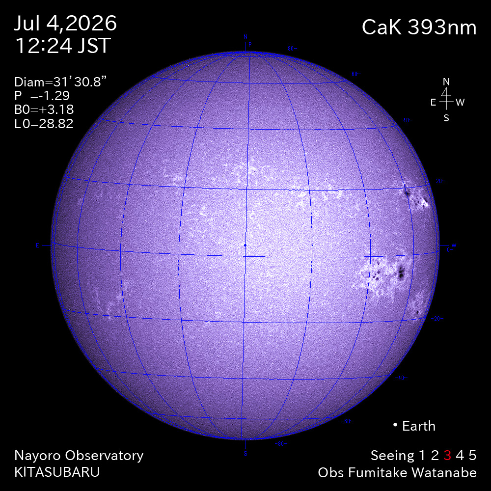 2026年7月4日 CaK波長の太陽