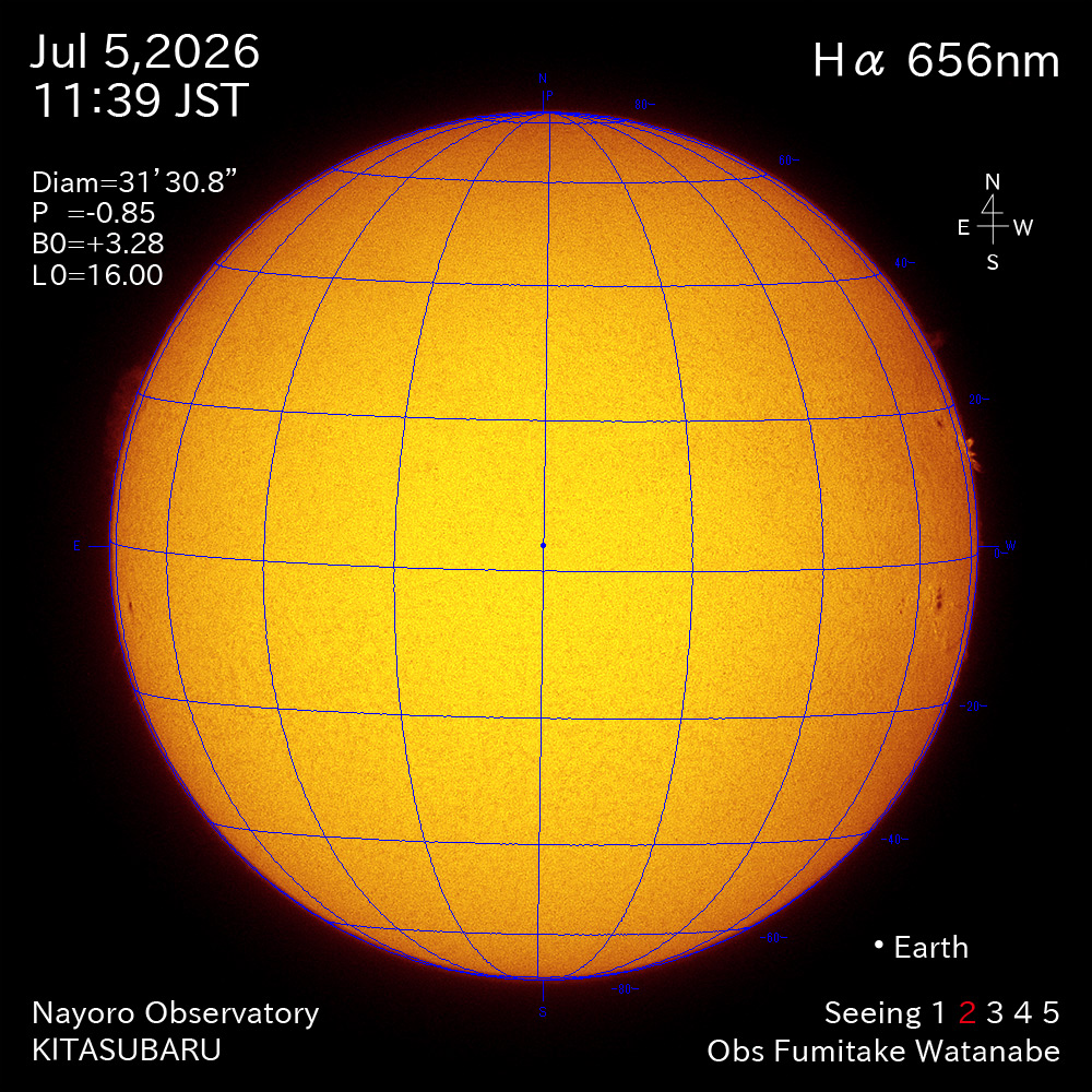 2026年7月5日 Ha波長の太陽