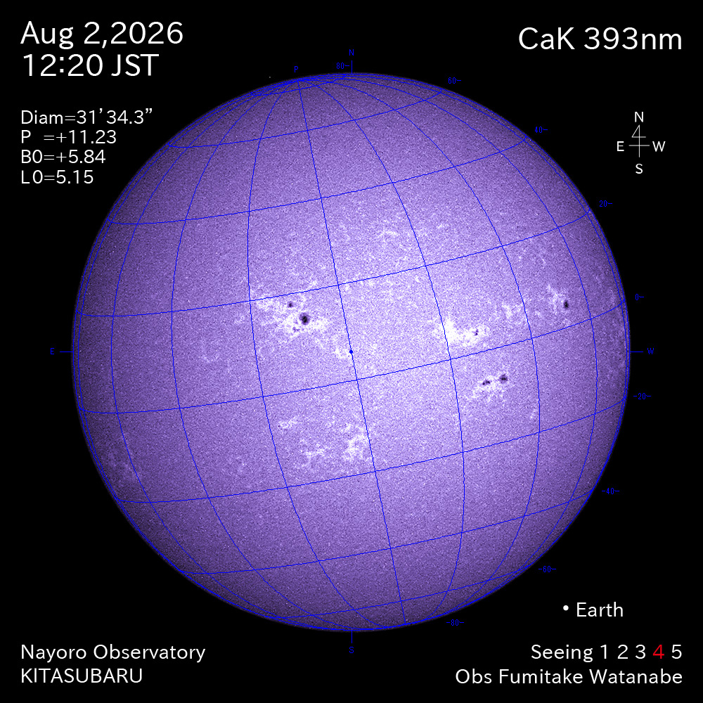 2026年8月2日 CaK波長の太陽