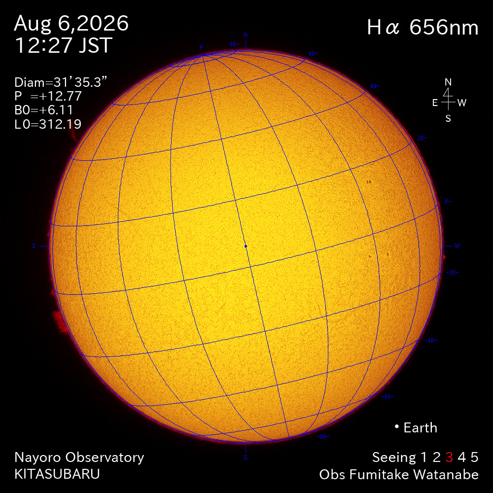 2026年8月6日 Ha波長の太陽