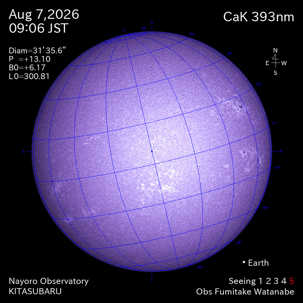 2026年8月7日 CaK波長の太陽