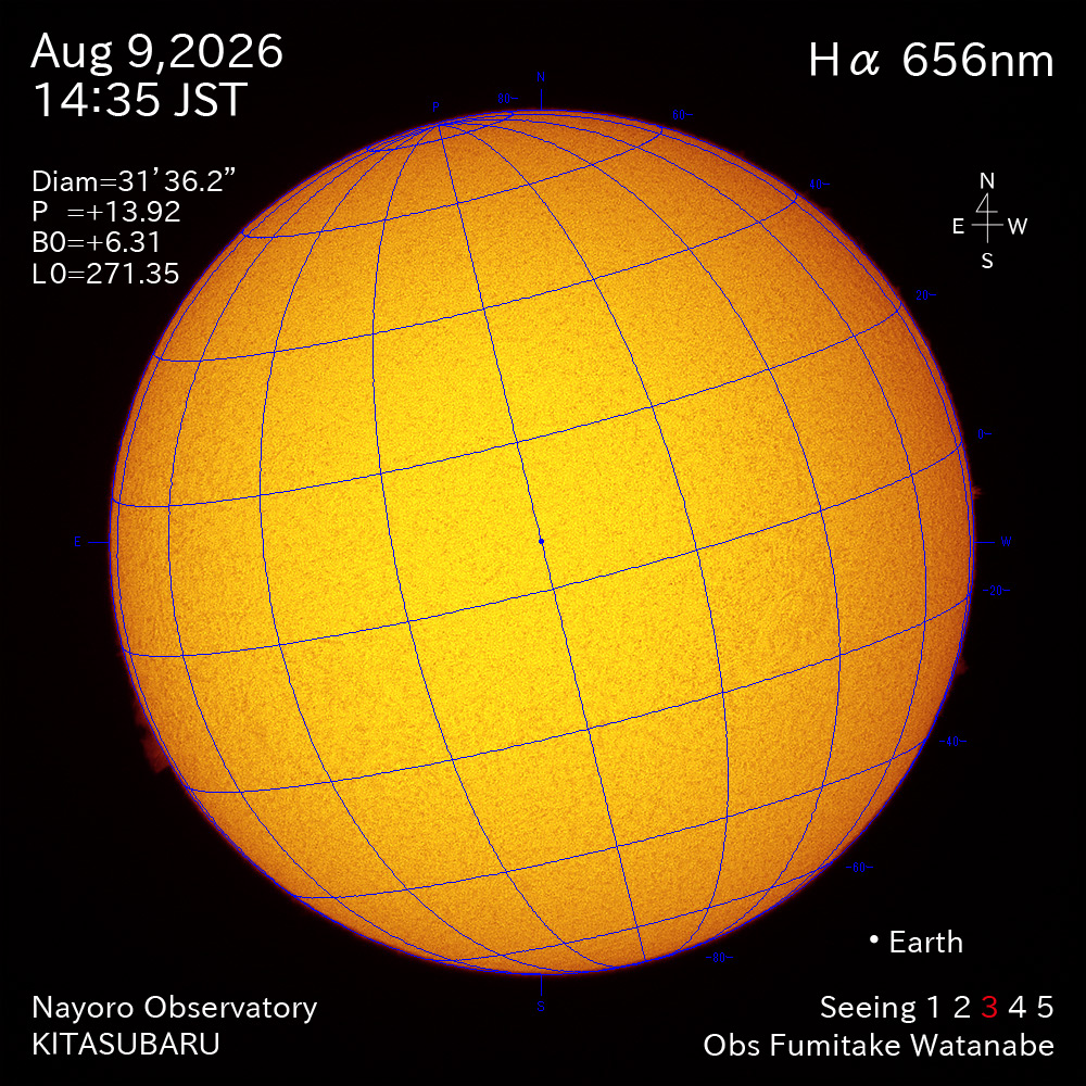 2026年8月9日 Ha波長の太陽