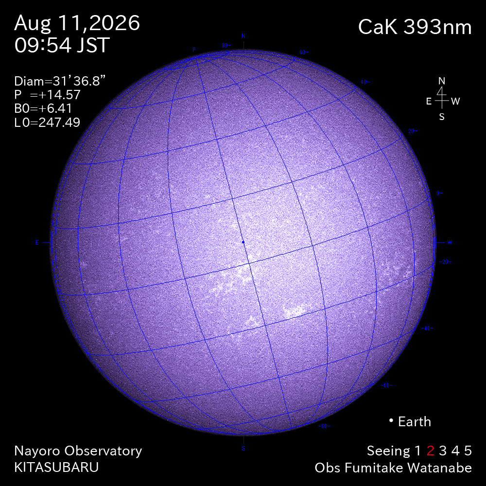 2026年8月11日 CaK波長の太陽