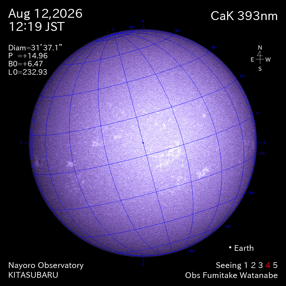 2026年8月12日 CaK波長の太陽