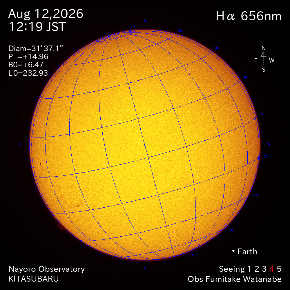 2026年8月12日 Ha波長の太陽