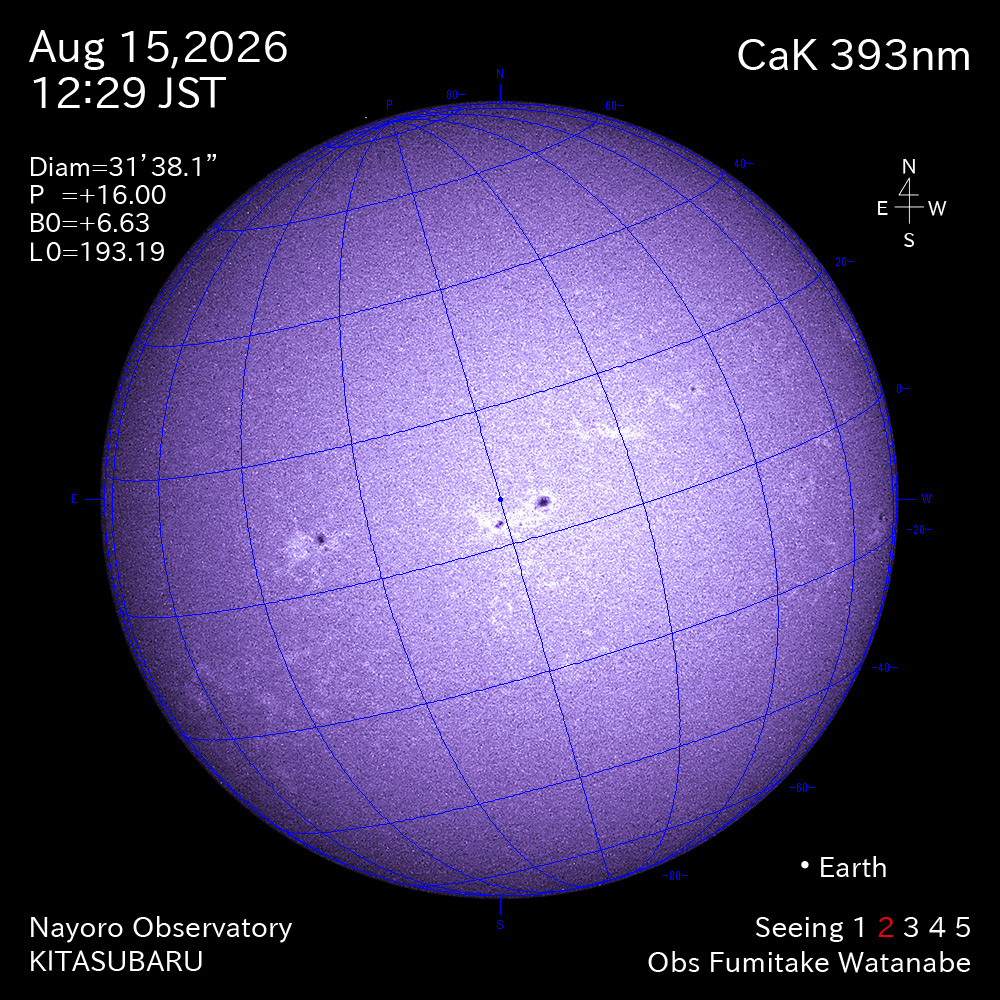 2026年8月15日 CaK波長の太陽