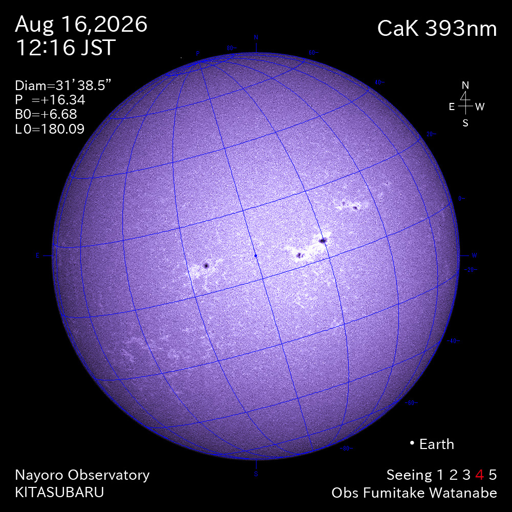 2026年8月16日 CaK波長の太陽