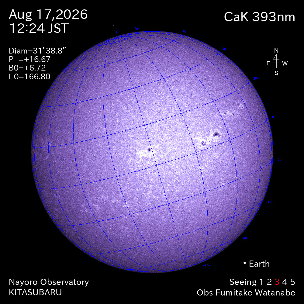 2026年8月17日 CaK波長の太陽