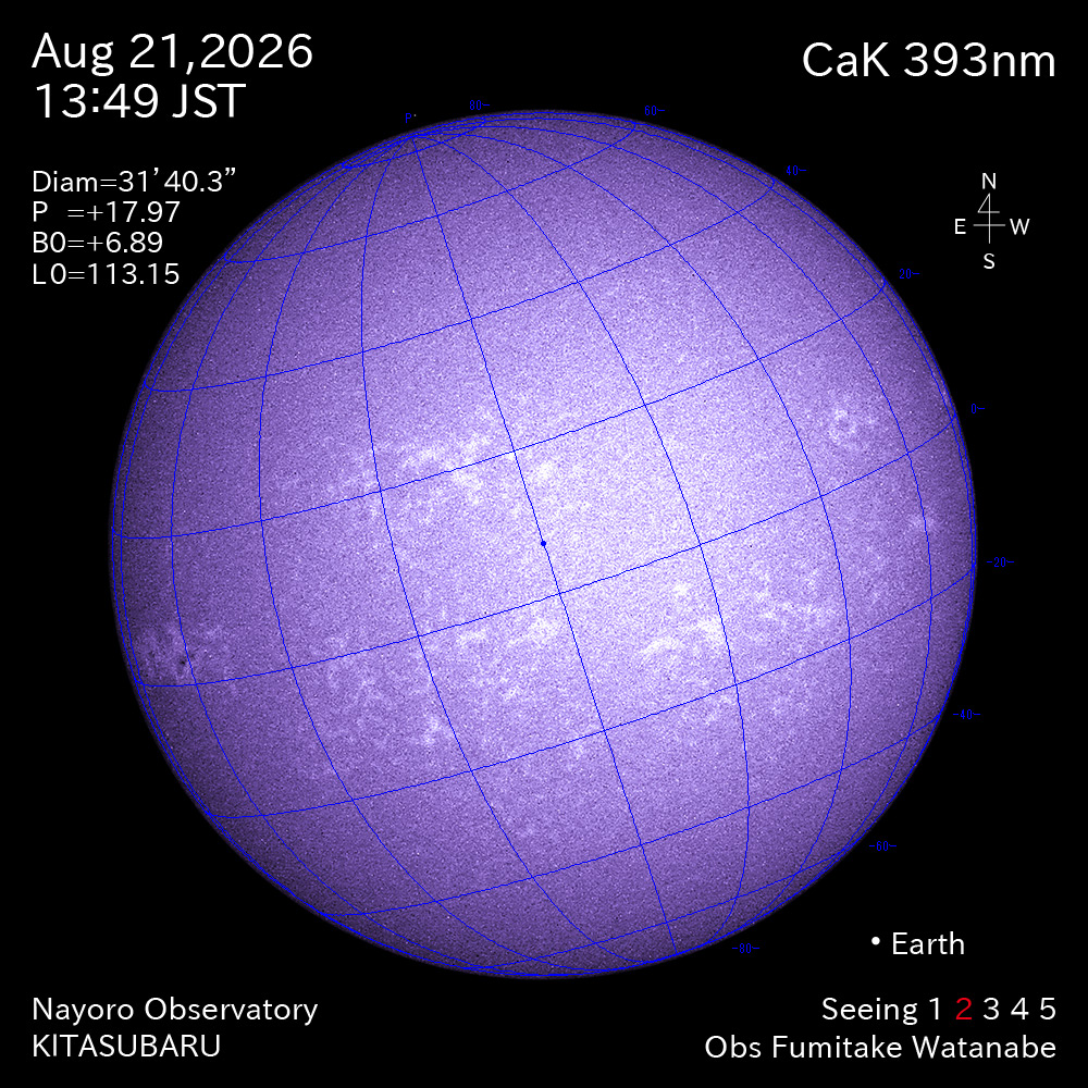 2026年8月21日 CaK波長の太陽