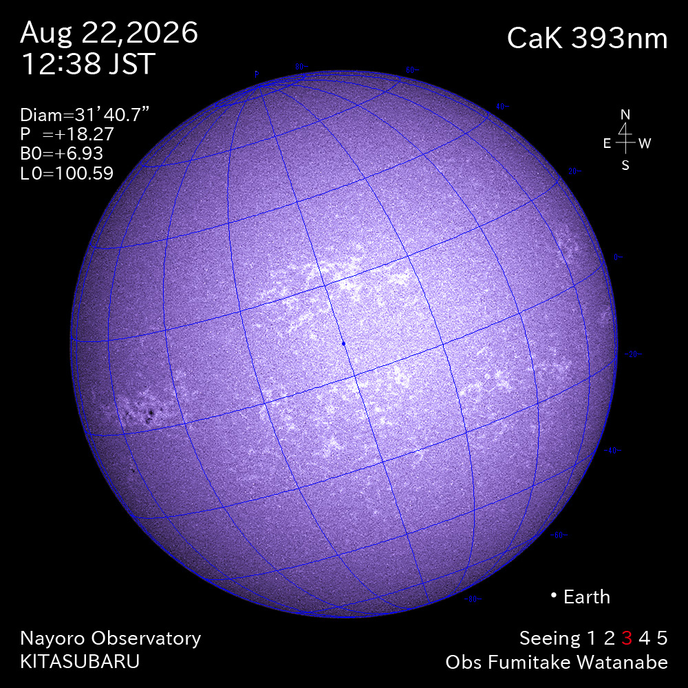 2026年8月22日 CaK波長の太陽
