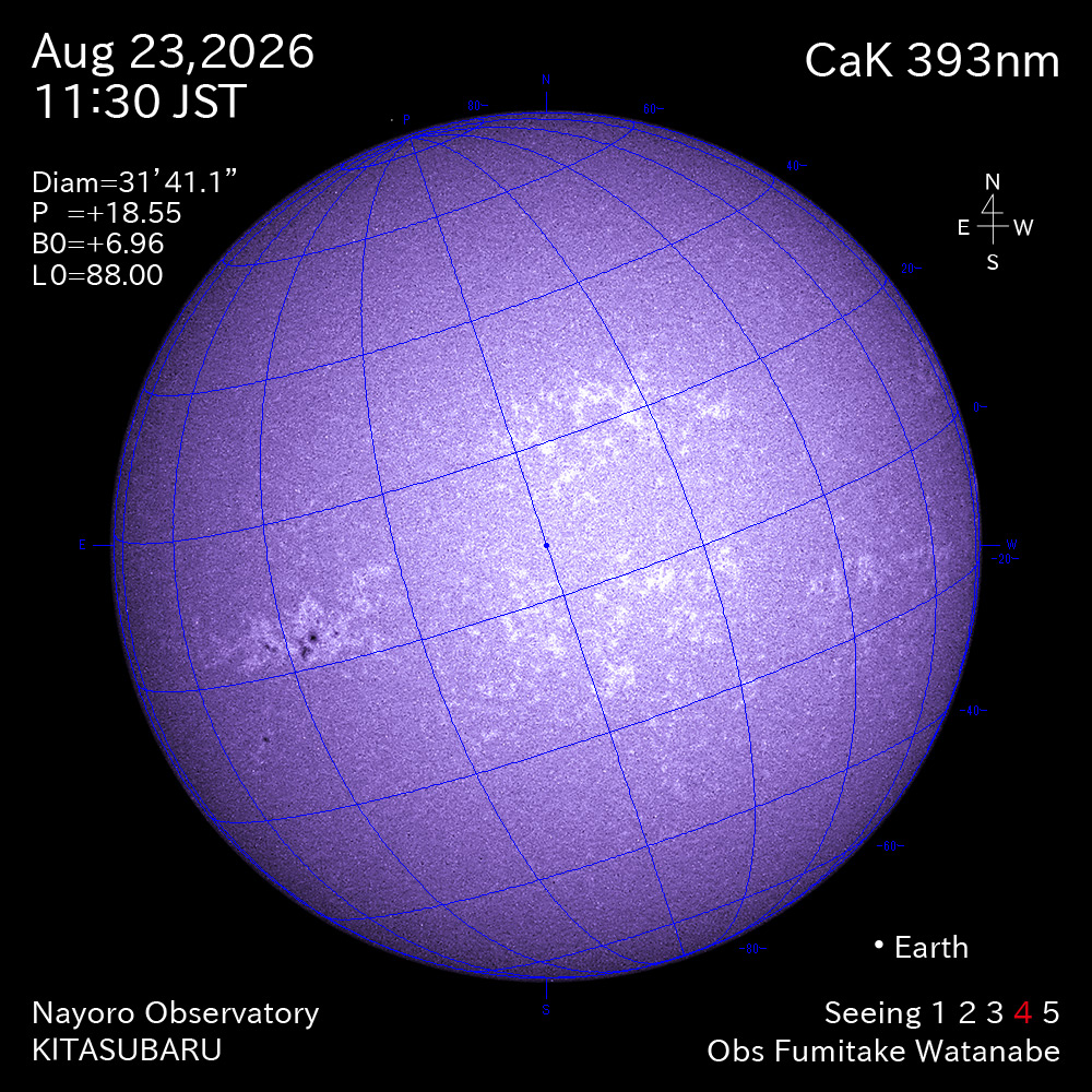 2026年8月23日 CaK波長の太陽
