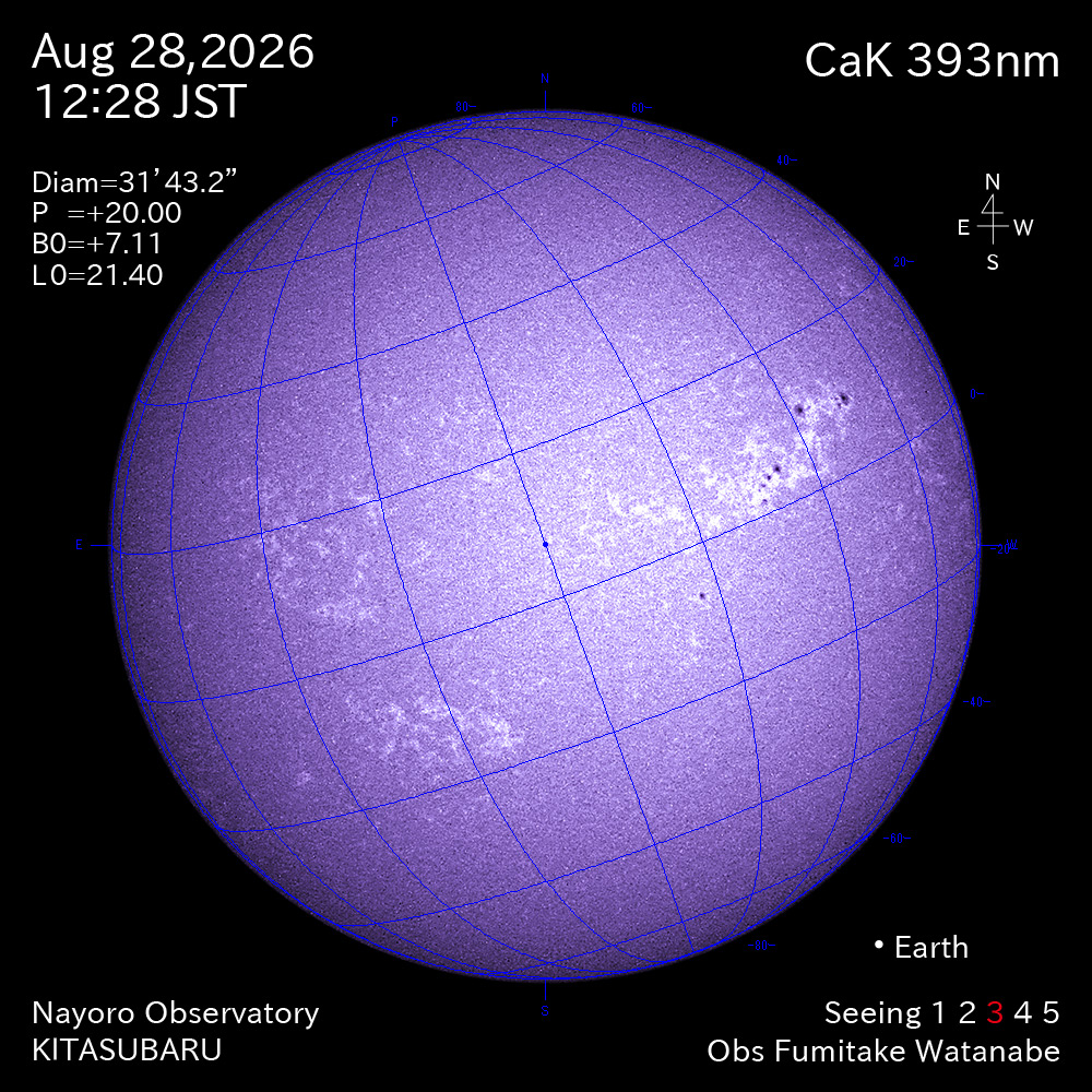 2026年8月28日 CaK波長の太陽