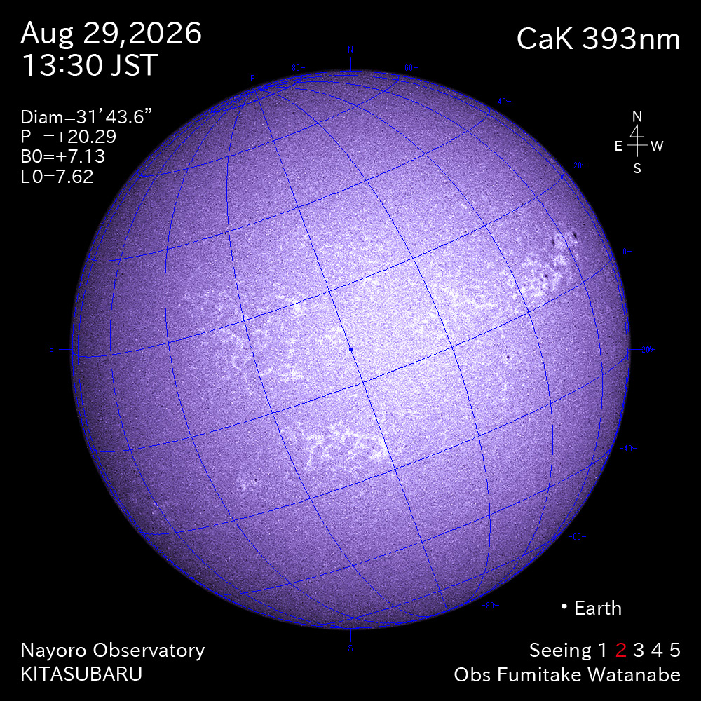 2026年8月29日 CaK波長の太陽