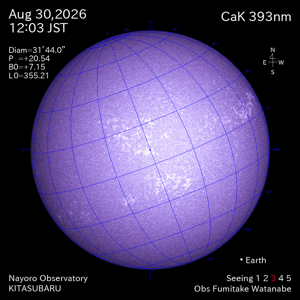 2026年8月30日 CaK波長の太陽