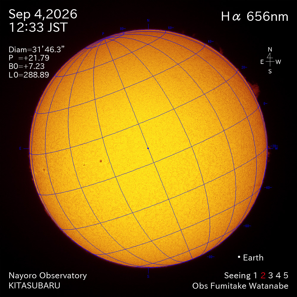2026年9月4日 Ha波長の太陽