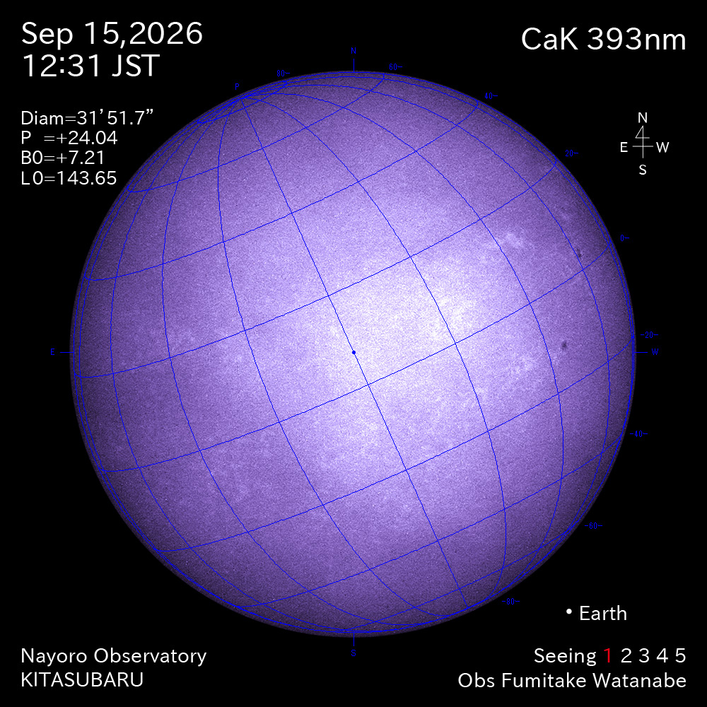 2026年9月15日 CaK波長の太陽