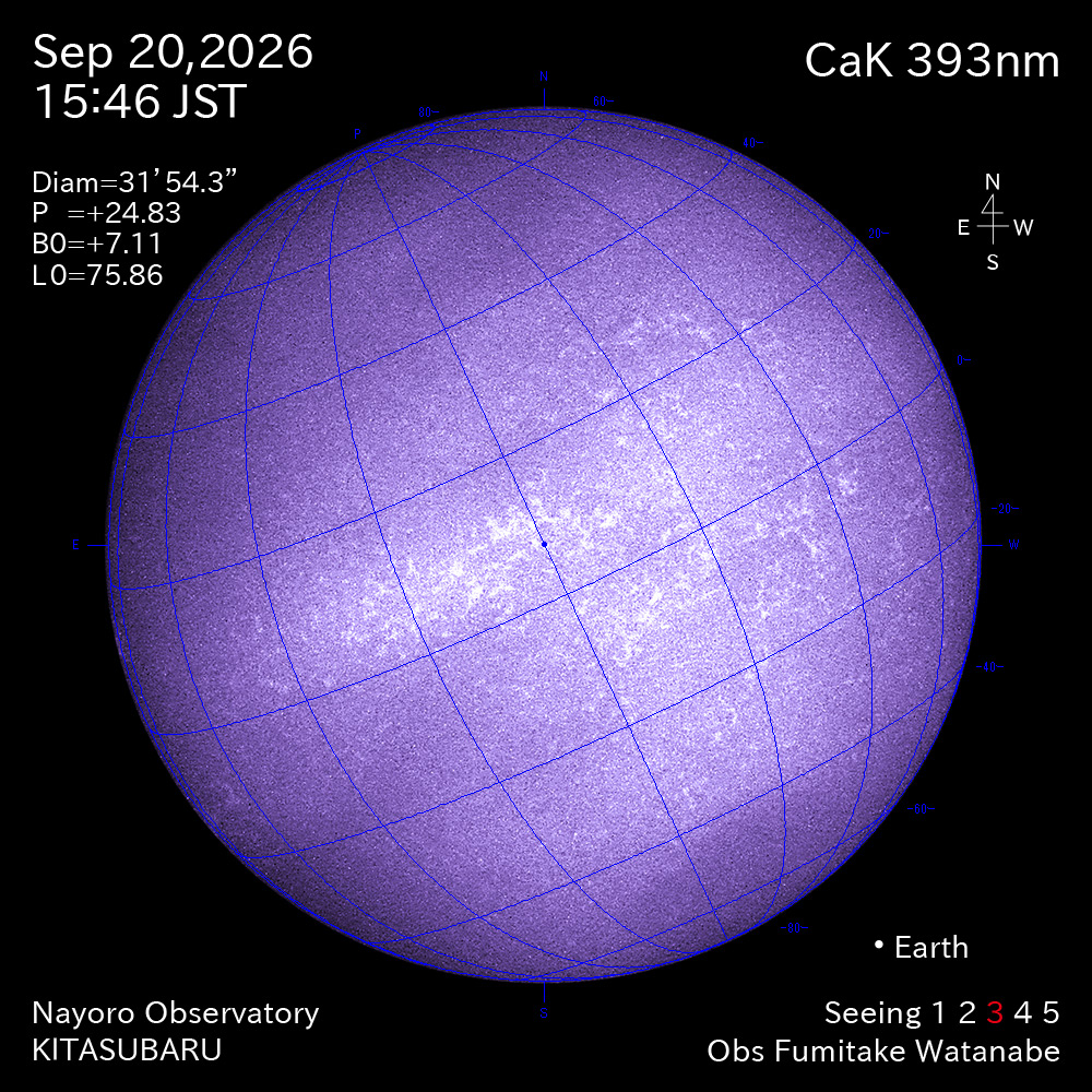 2026年9月20日 CaK波長の太陽